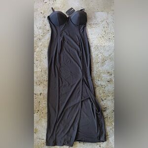 NWT Haute Monde Fashion Nova Black Maxi Dress with Side Slit Size L